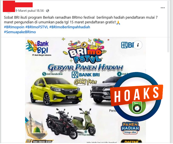 [HOAX] BRI Gelar Undian Berhadiah di Bulan Ramadan