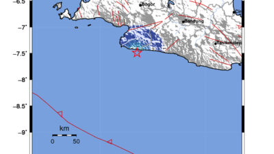 Gempa Berkekuatan 4,1 SR, pusat gempa berada di laut 58 km Tenggara Kab. Sukabumi