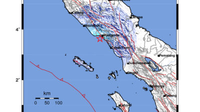 Gempa Berkekuatan 4,7 SR, pusat gempa berada di laut 33 km Barat Daya Blang Pidie, Aceh Barat Daya